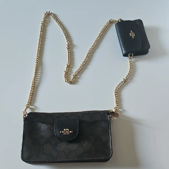Coach Black Crossbody Bag with Gold Chain - Picture 10 of 10